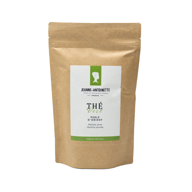 Sachet doypack kraft de thé vrac 200 grammes - Thé vert perle d'orient bio