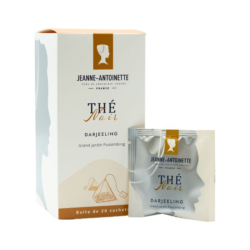 Boîte distributrice + Sachet individuel de thé noir Darjeeling bio Jeanne-Antoinette