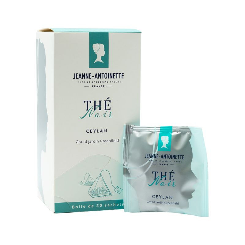 Boîte distributrice + Sachet individuel de thé noir Ceylan bio Jeanne-Antoinette
