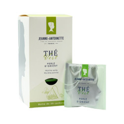 Boîte distributrice + Sachet individuel de thé vert perle d'orient bio Jeanne-Antoinette
