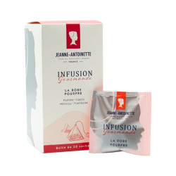 Boîte distributrice + Sachet individuel d'infusion la robe pourpre bio Jeanne-Antoinette