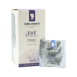 Boîte distributrice + Sachet individuel de thé blanc Romance à l'Opéra Jeanne-Antoinette